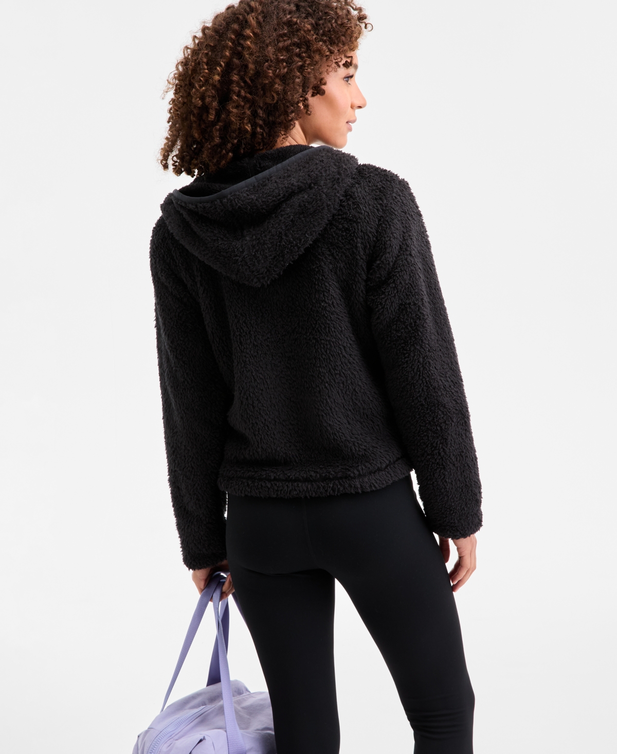 Id Ideology Women's Relaxed Hooded Sherpa Long-Sleeve Jacket, Macy's Exclusive