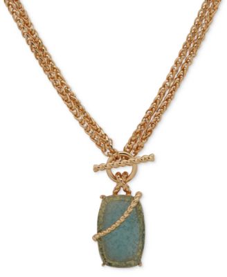 Anne Klein - Gold-Tone Stone Toggle Convertible 18" Pendant Necklace