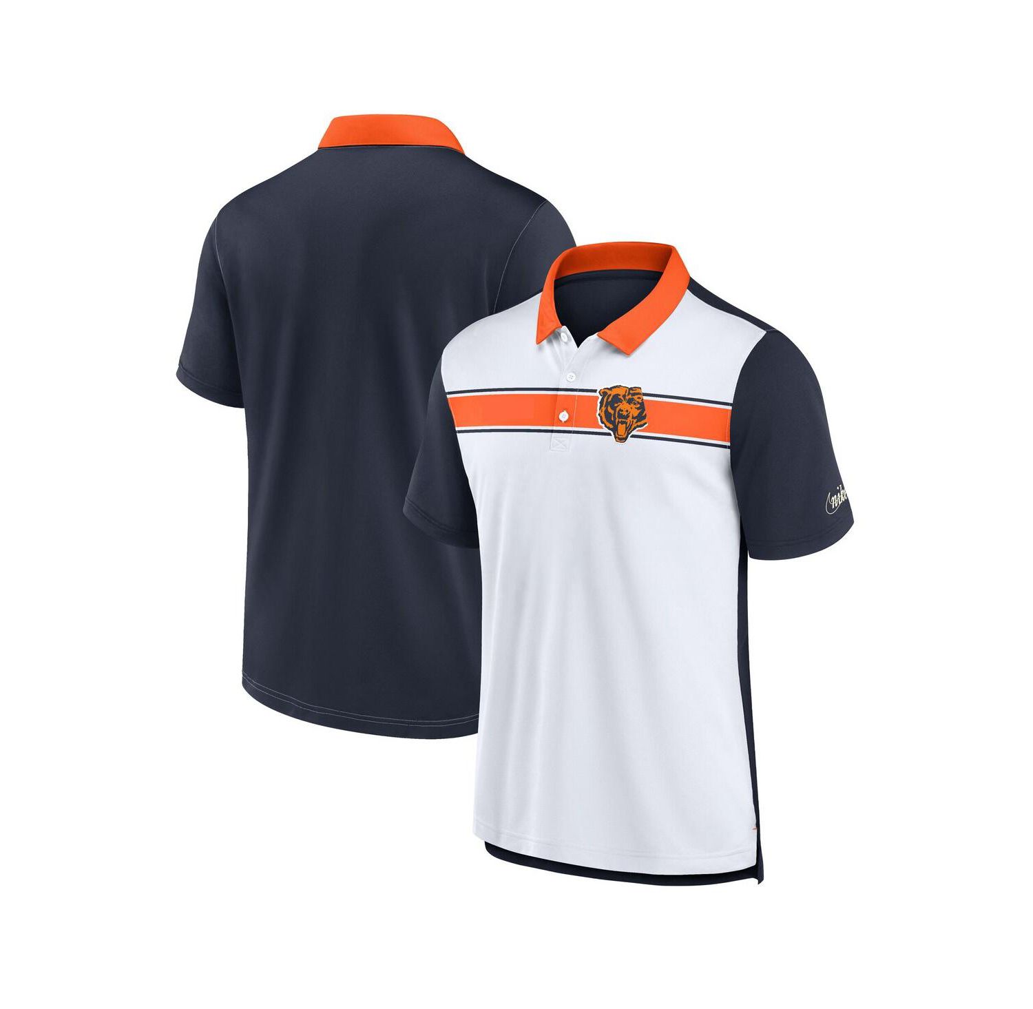 Men's White/Navy Chicago Bears Rewind Pique Polo Shirt
