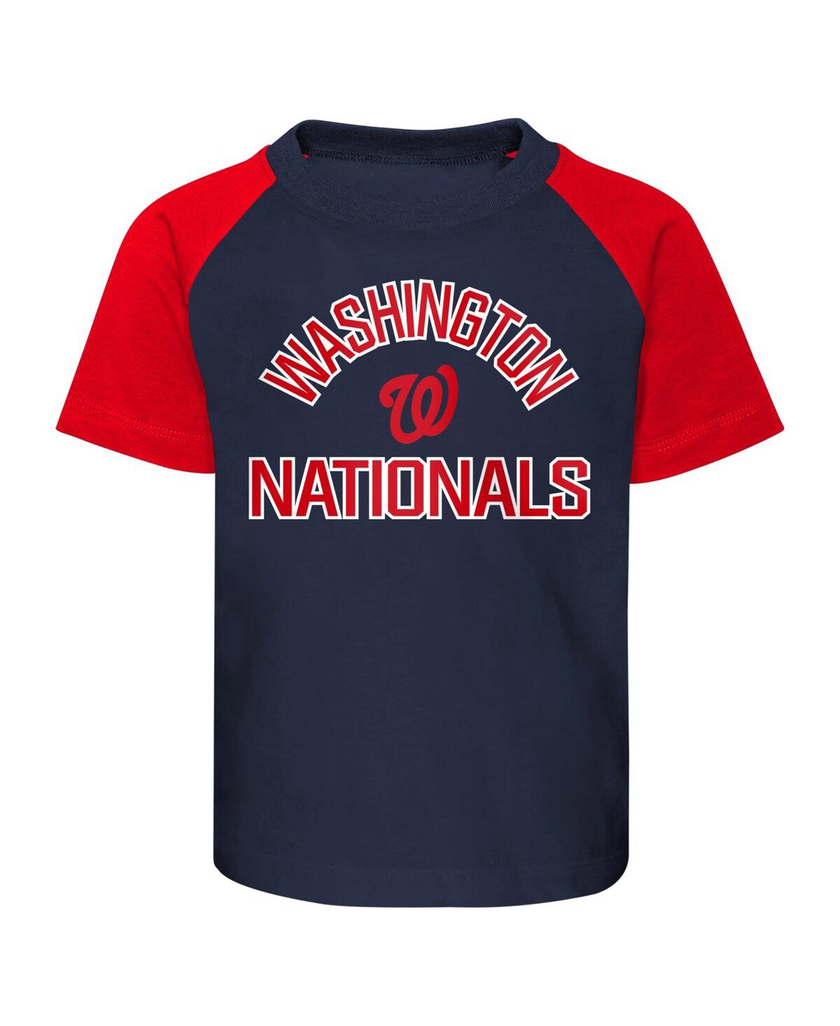 Outerstuff Baby Boys And Girls 2-piece Navy/heather Gray Washington Nationals Ground Out Baller Raglan T-shirt  In Gray