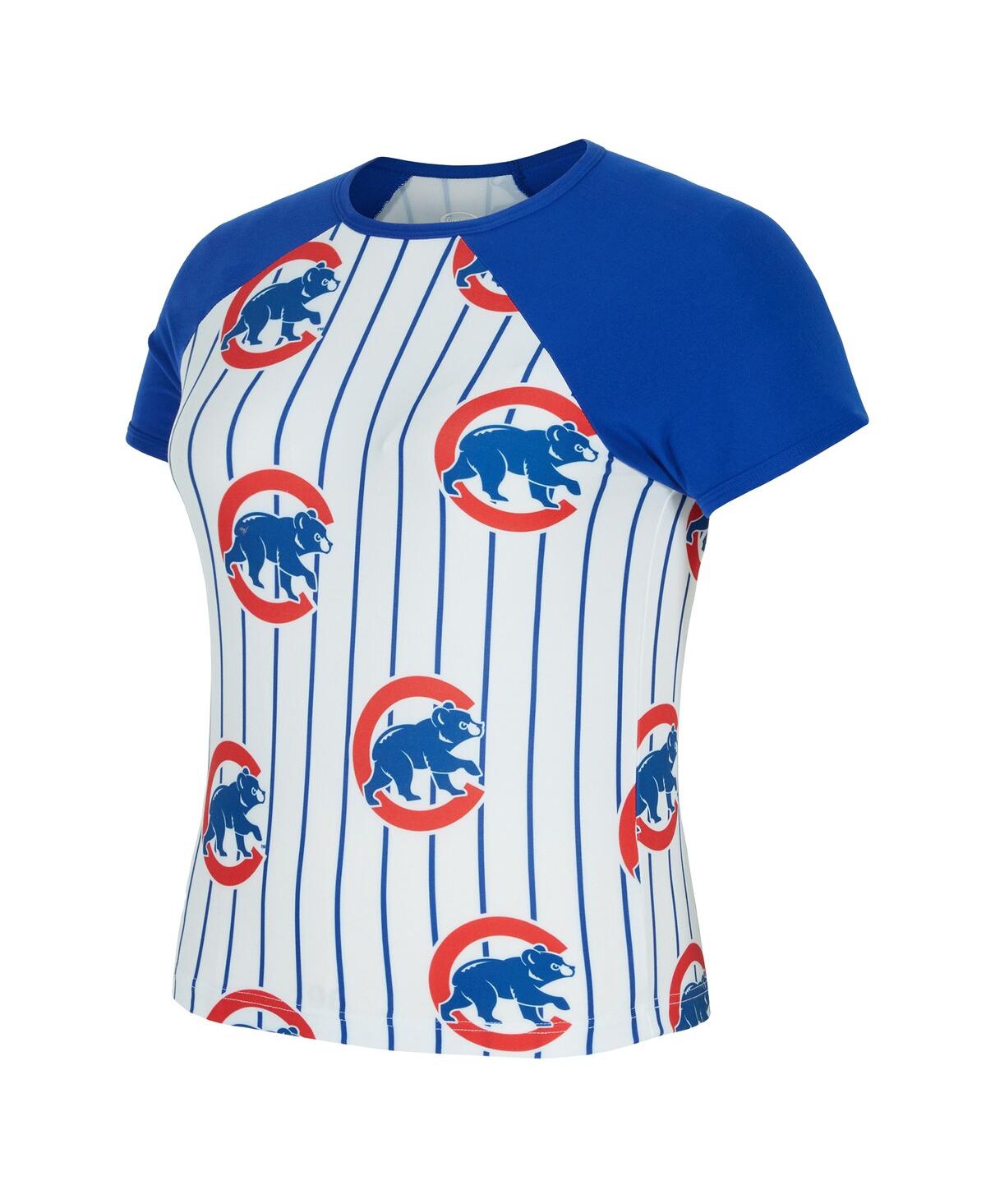 Concepts Sport Women's White Chicago Cubs Outbound Pinstripe Raglan Top In Multi