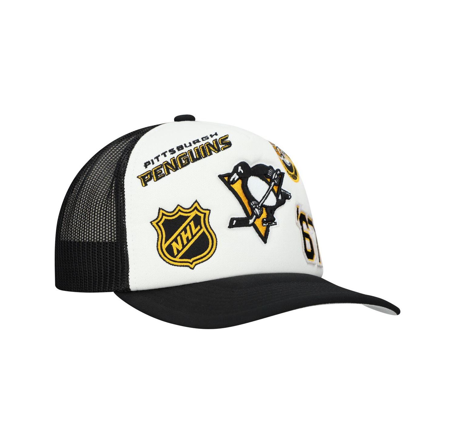 Men's White/Black Pittsburgh Penguins Gridlock Trucker Adjustable Hat