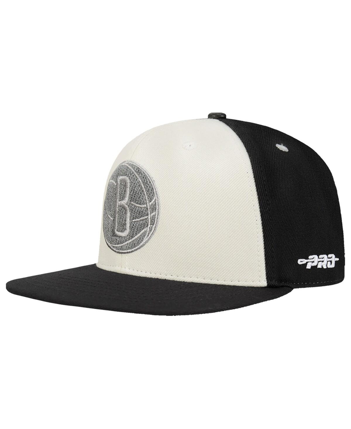 Pro Standard Men's Cream Brooklyn Nets French Terry Snapback Hat In White