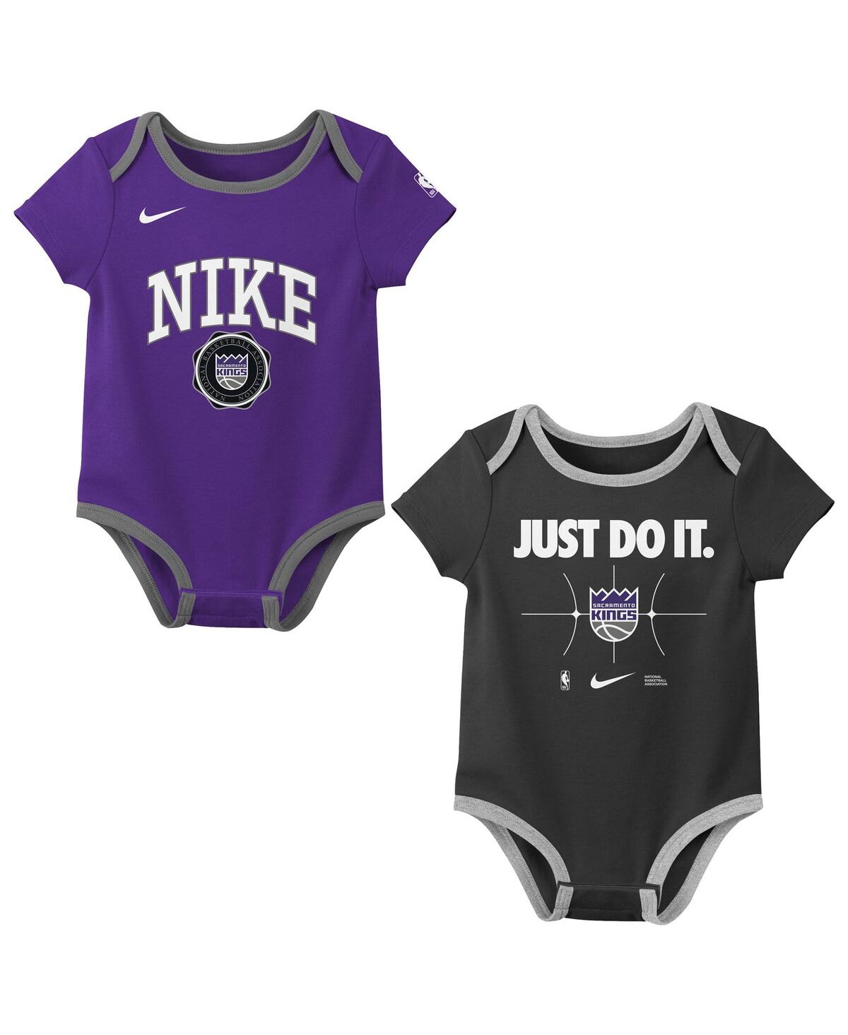 Nike Newbornâ 2-pack Purple/blackâ Sacramento Kings Just Do It Bodysuit Set In Multi