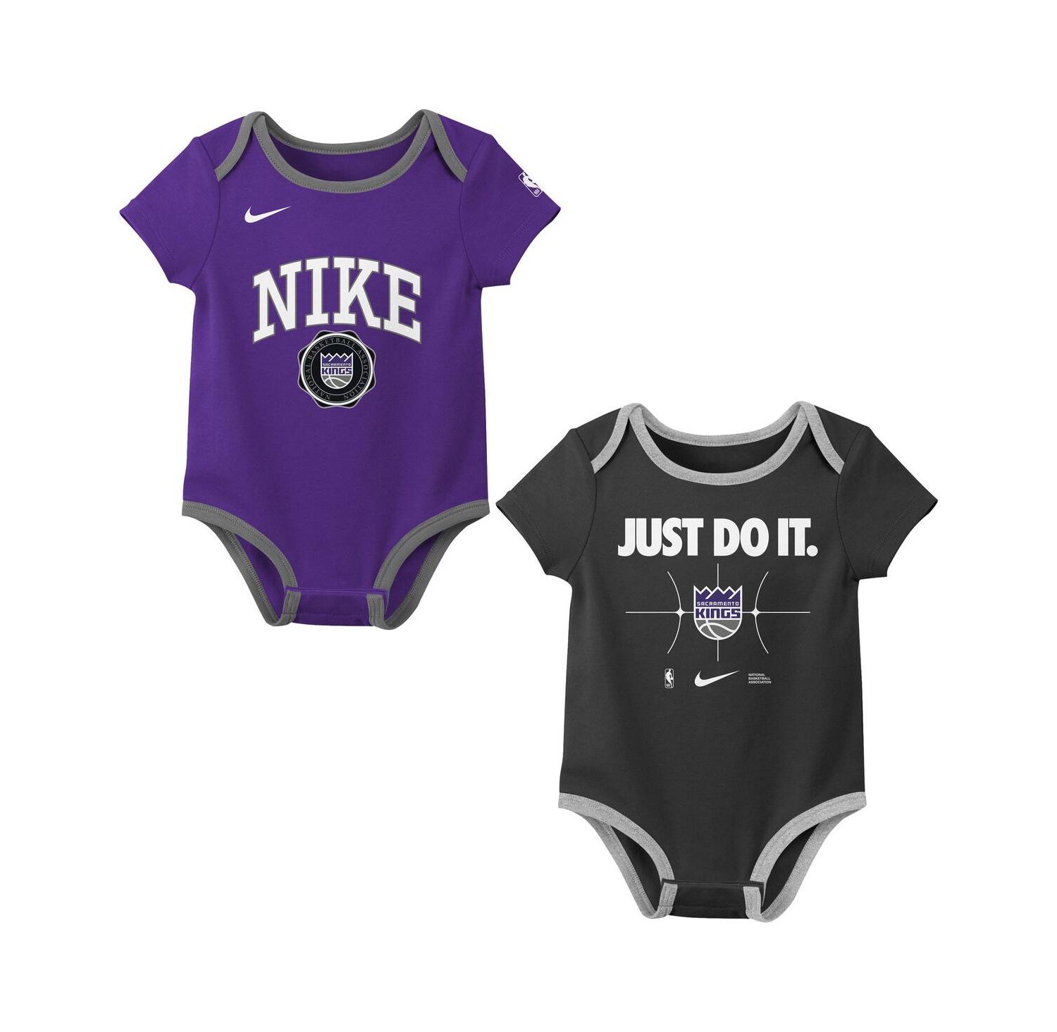 Newborn 2-Pack Purple/Black Sacramento Kings Just Do It Bodysuit Set