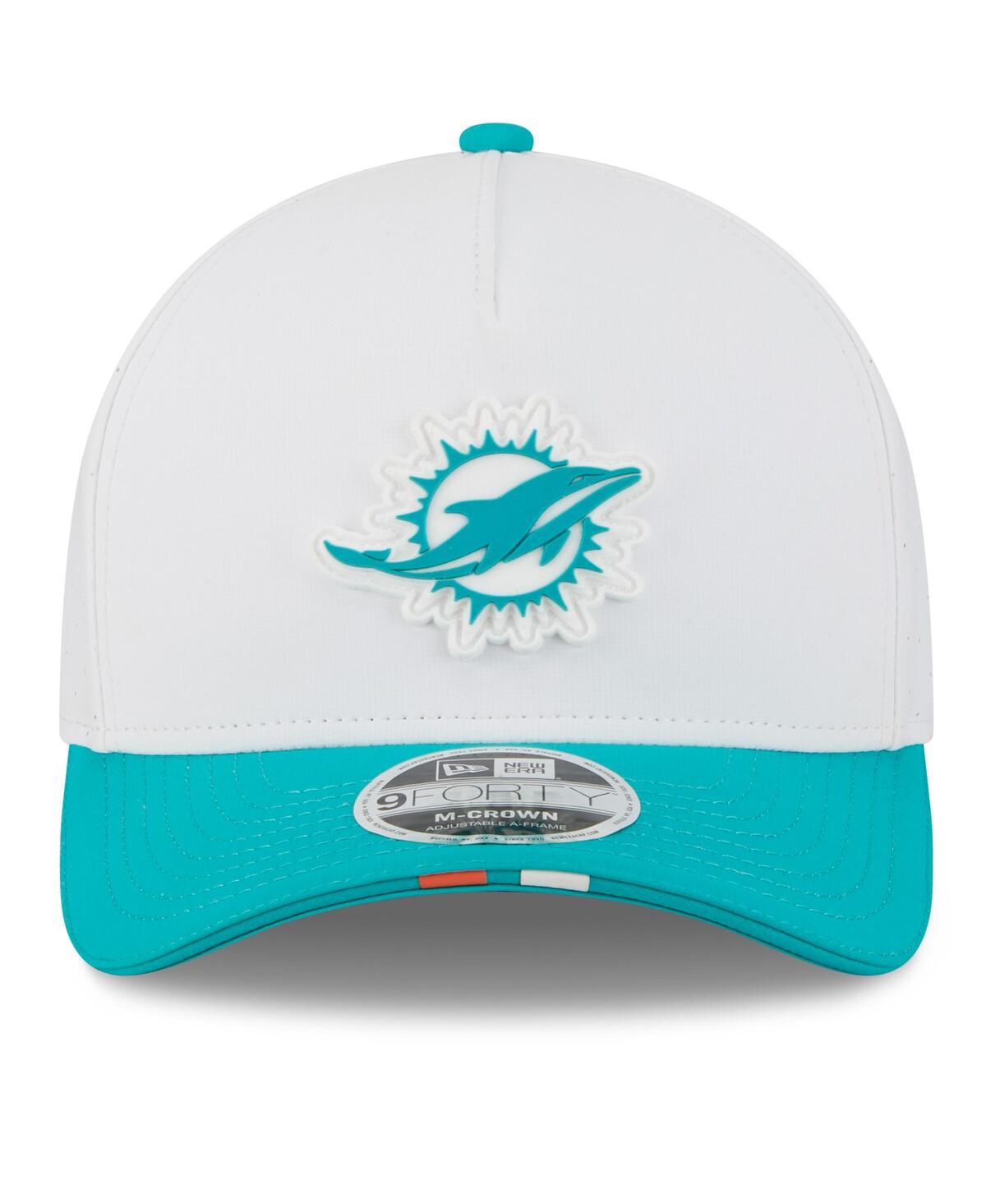 New Era Men's White/aqua Miami Dolphins 2025 Nfl Training Camp A-frame 9forty Adjustable Hat In Multi