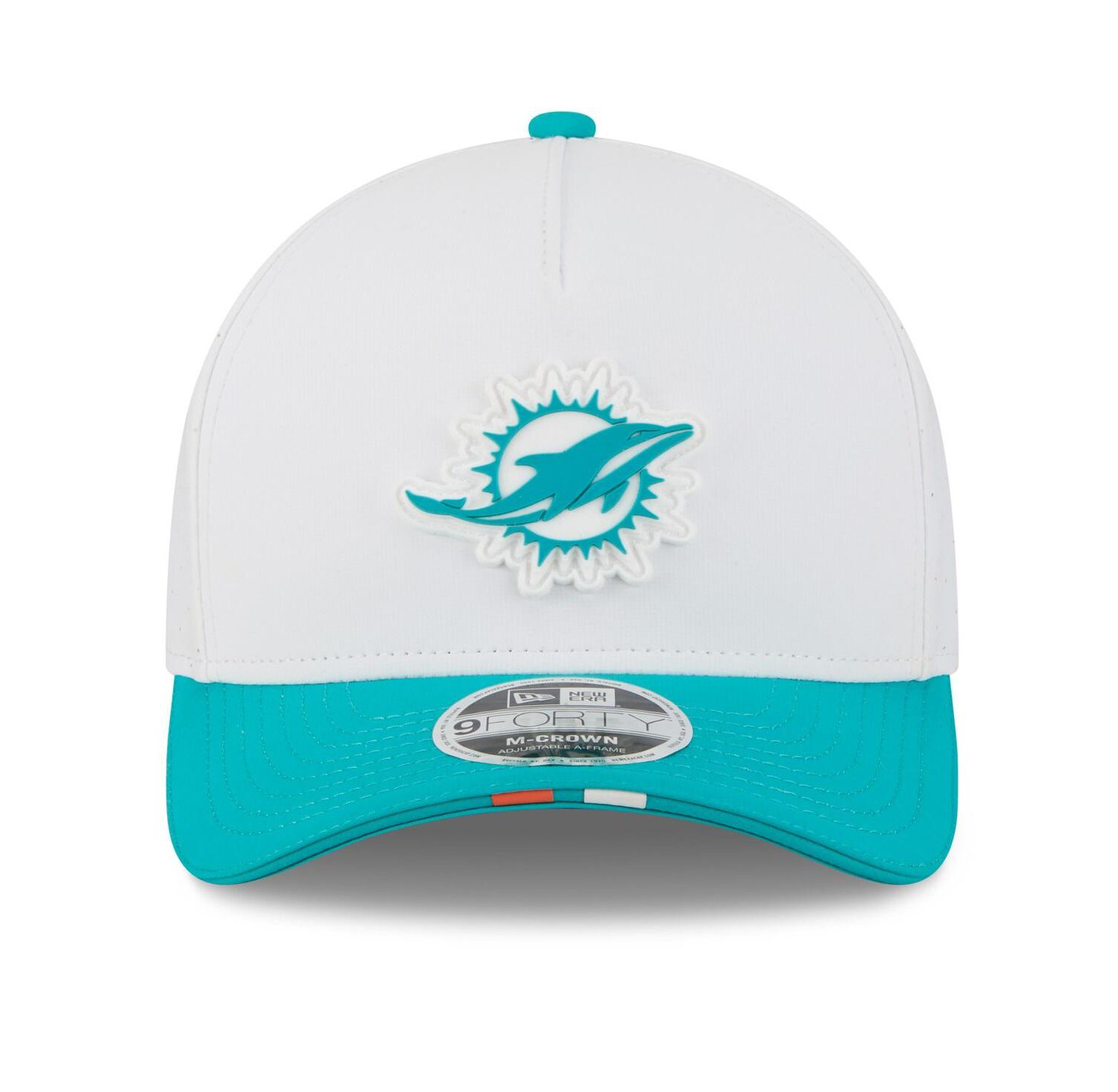 Men's White/Aqua Miami Dolphins 2025 NFL Training Camp A-Frame 9FORTY Adjustable Hat