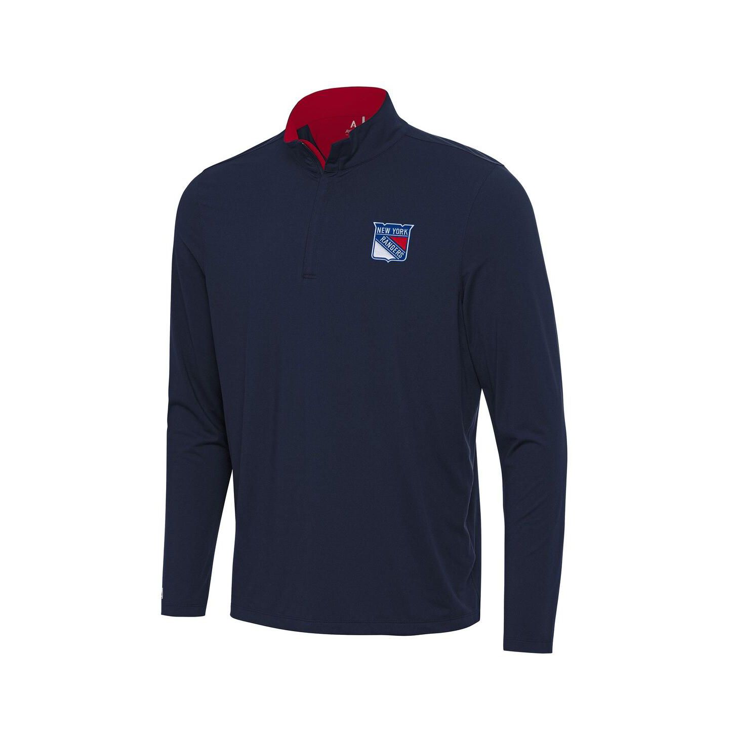 Мужская толстовка Antigua Navy/Red New York Rangers Content Quarter-Zip Pullover — фото 1