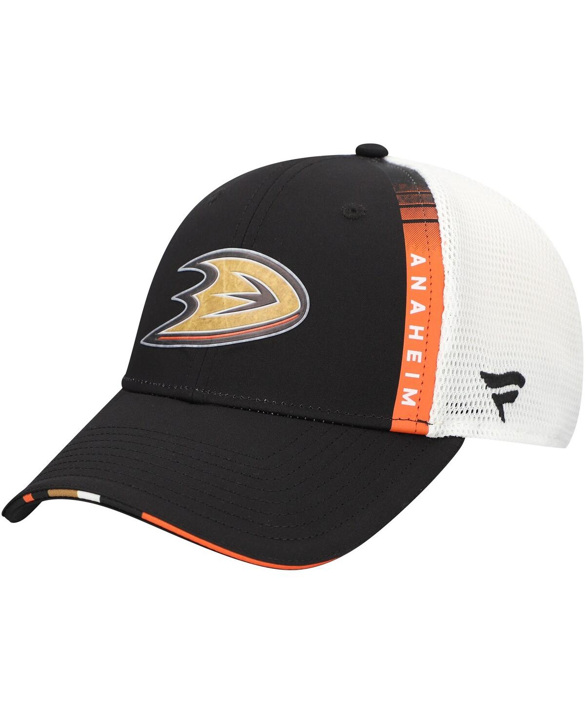 Fanatics Men's Black Anaheim Ducks Authentic Pro Draft Adjustable Trucker Hat In Black