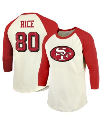 Majestic - Men's Jerry Rice Cream/Scarlet San Francisco 49ers Retired Player Name Number 3/4 Raglan Sleeve T-Shirt