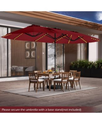 15.5 FT Double-sided Patio Umbrella with Solar Lights Outdoor Twin Size Umbrella