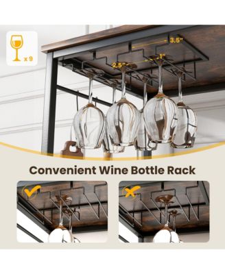 Kitchen Island 3-Tier Prep Table with Wine Glass Holders Large Worktop