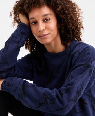 Plus Size Earthly Marble Fleece Sweatshirt, Macy's Exclusive
