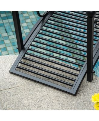 Garden Bridge 3.3', Floral Pond Bridge with Safety Railings