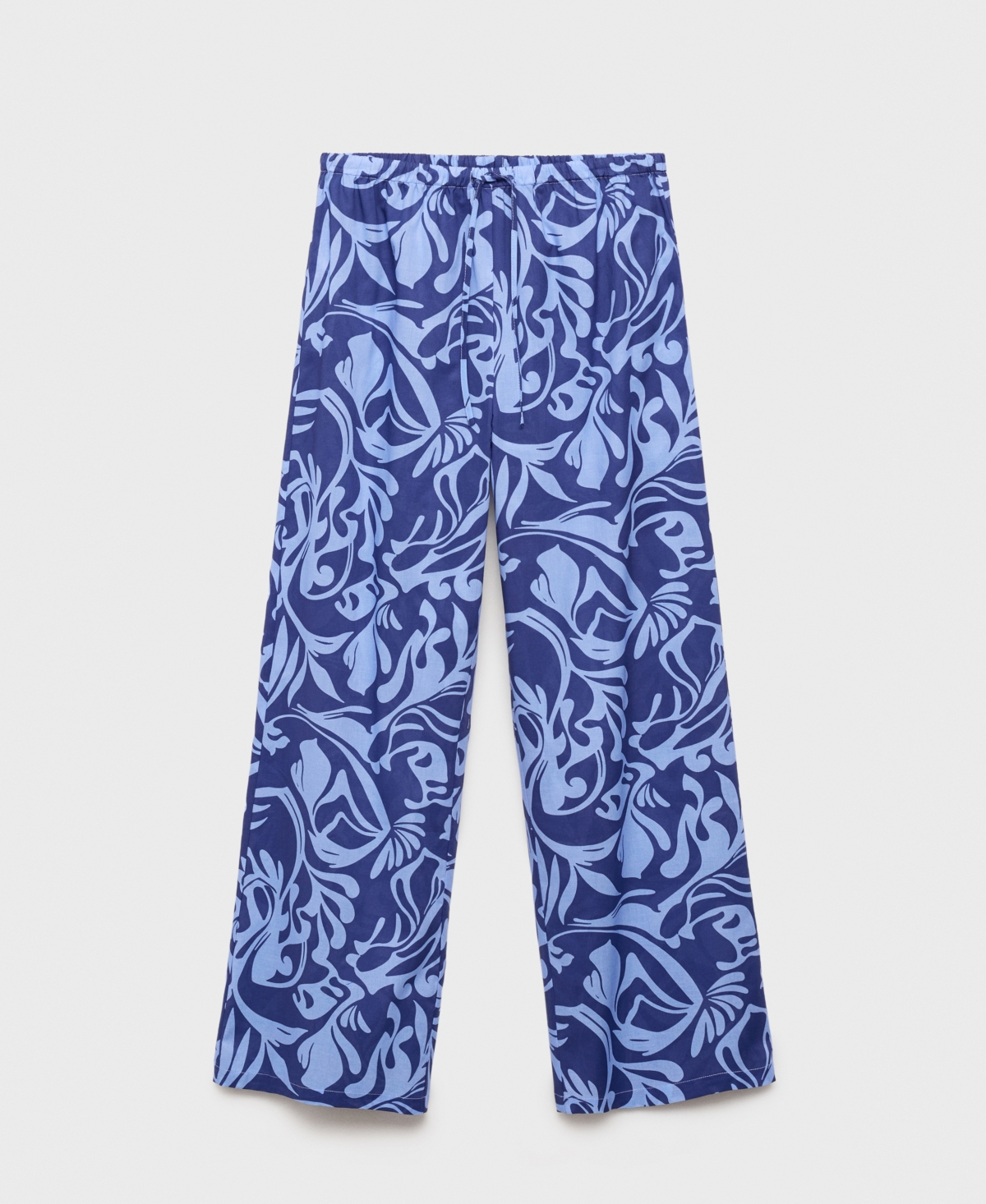 Mango Two-tone Print Cotton Pants In Blue