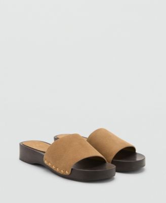 MANGO - Women's Wood Sole Suede Sandals