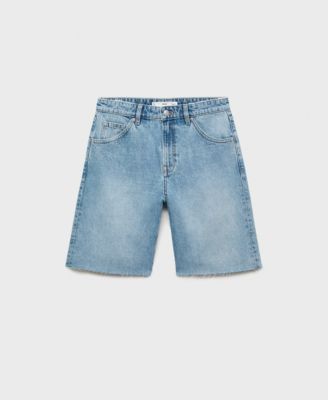 MANGO - Women's Frayed Hem Denim Shorts