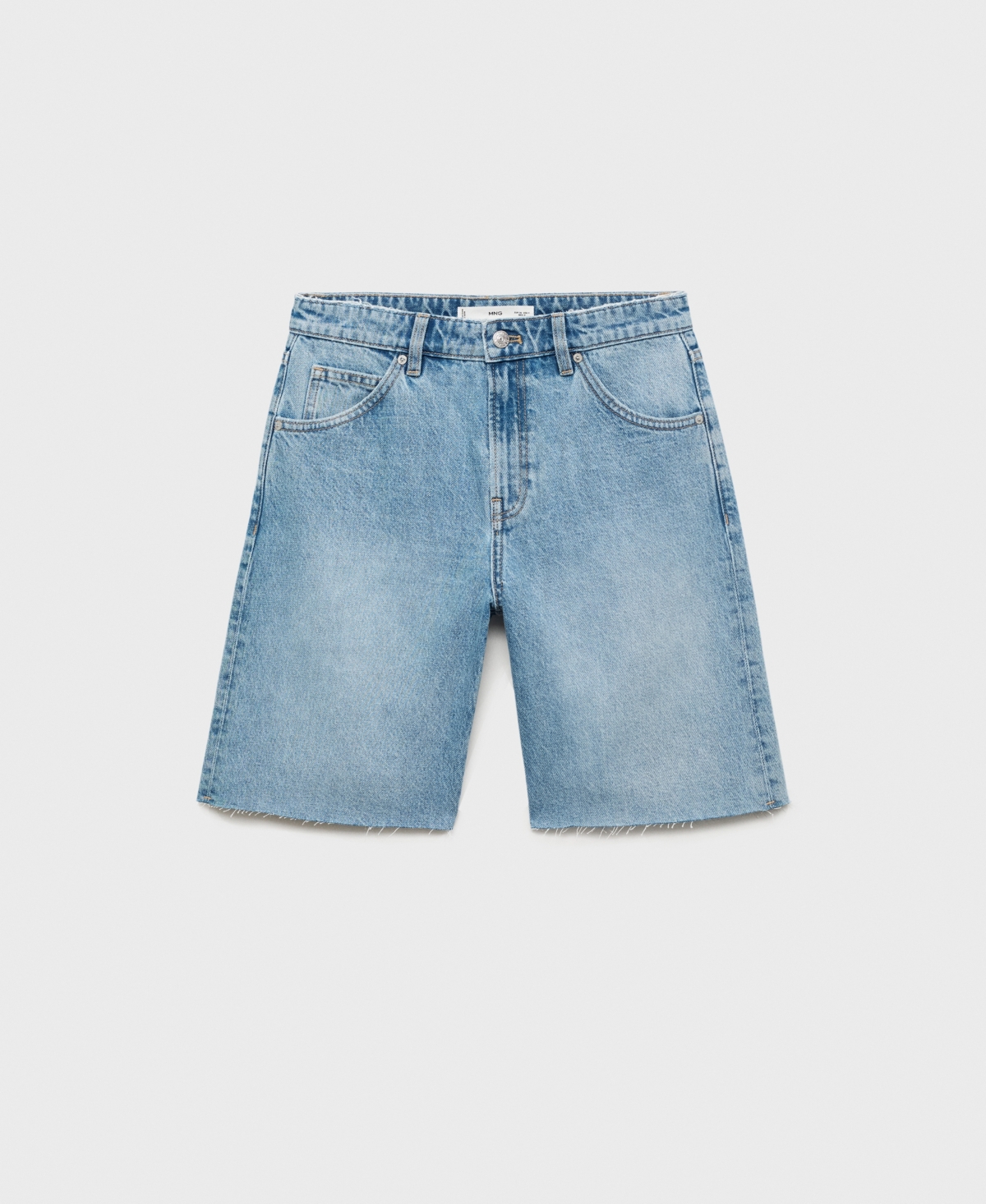 Women's Frayed Hem Denim Shorts - Medium Blue