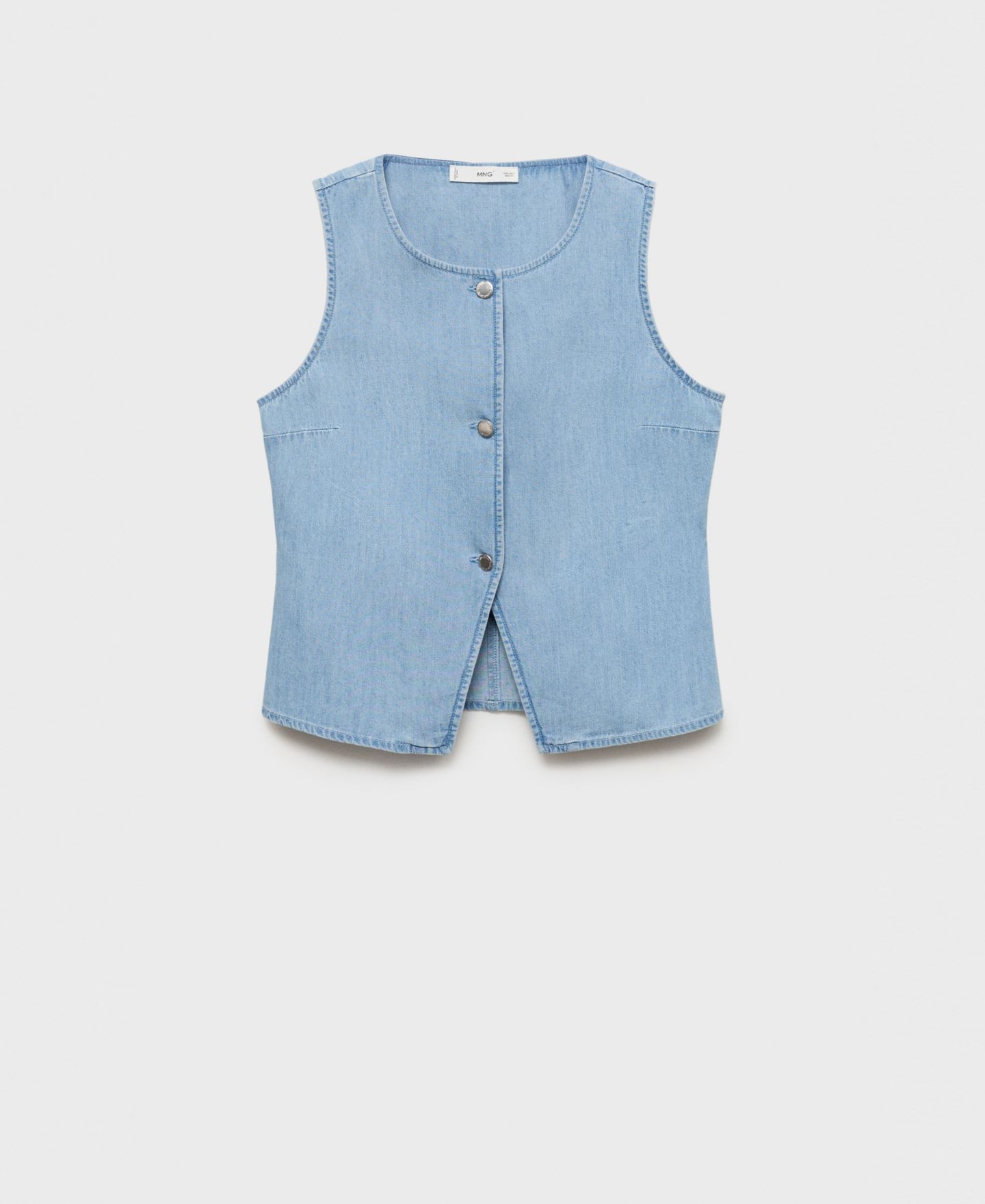 Женский жилет Mango Buttoned Denim, цвет: Светлый синий — фото 1