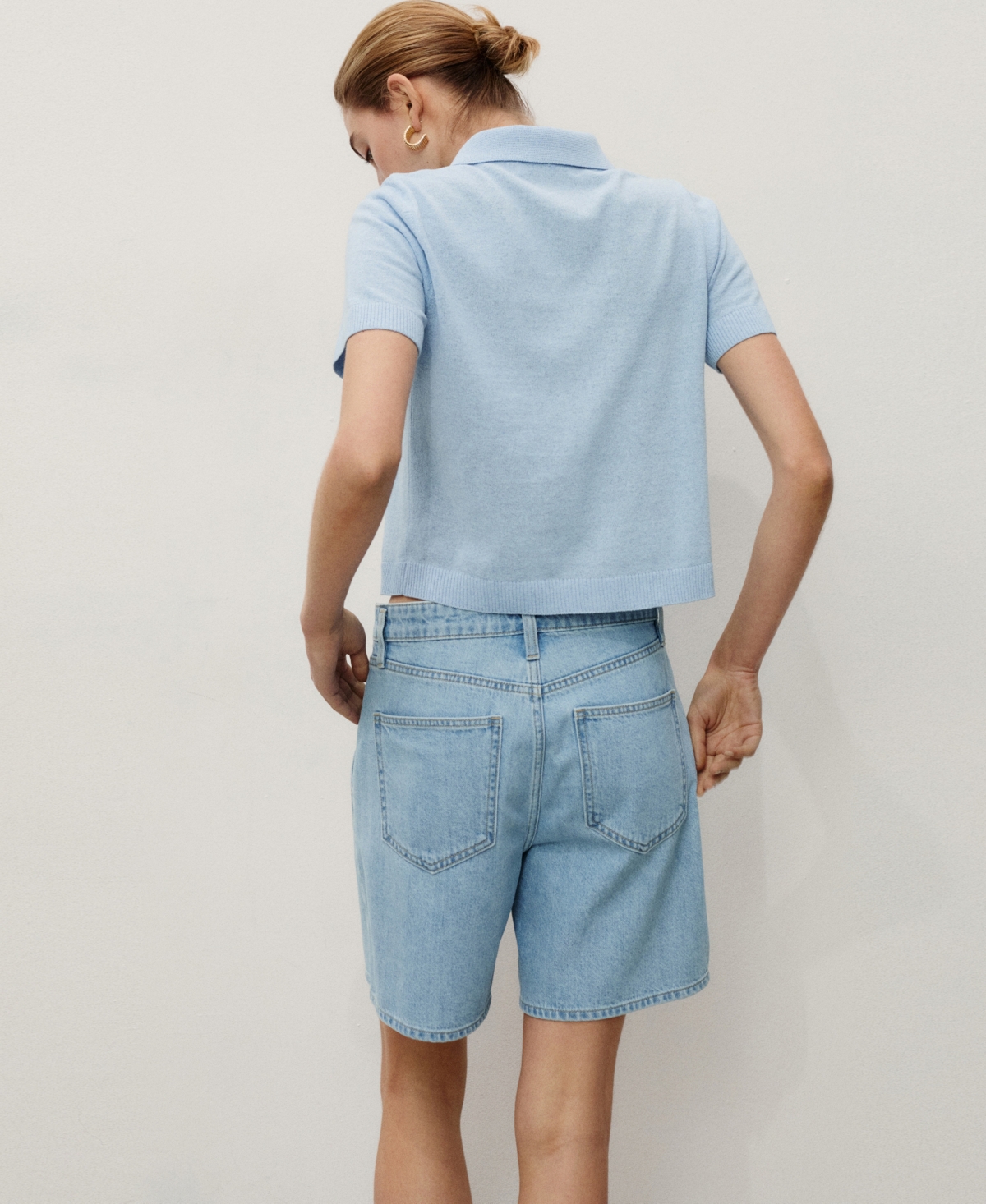Mango Women's Mid-rise Denim Pleated Bermuda Shorts In Blue