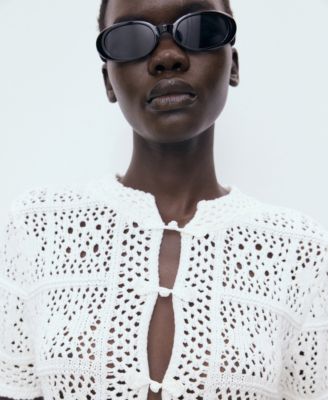 Women's Short-Sleeved Crochet Cardigan