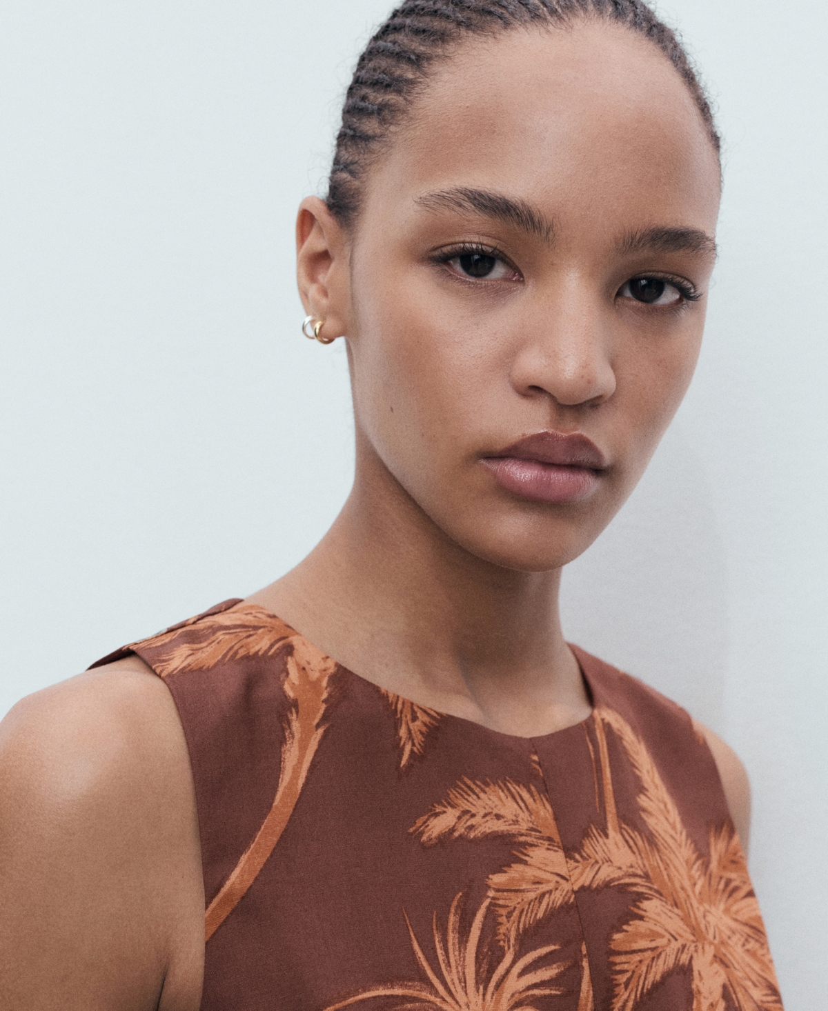 Mango Lyocell Jumpsuit Cut Out Knot Detail Brown In Brown