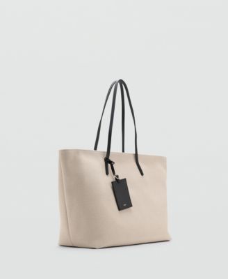 MANGO - Women's Contrast Canvas Shopper Bag