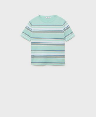 MANGO - Women's Combined Stripes Short-Sleeved Sweater