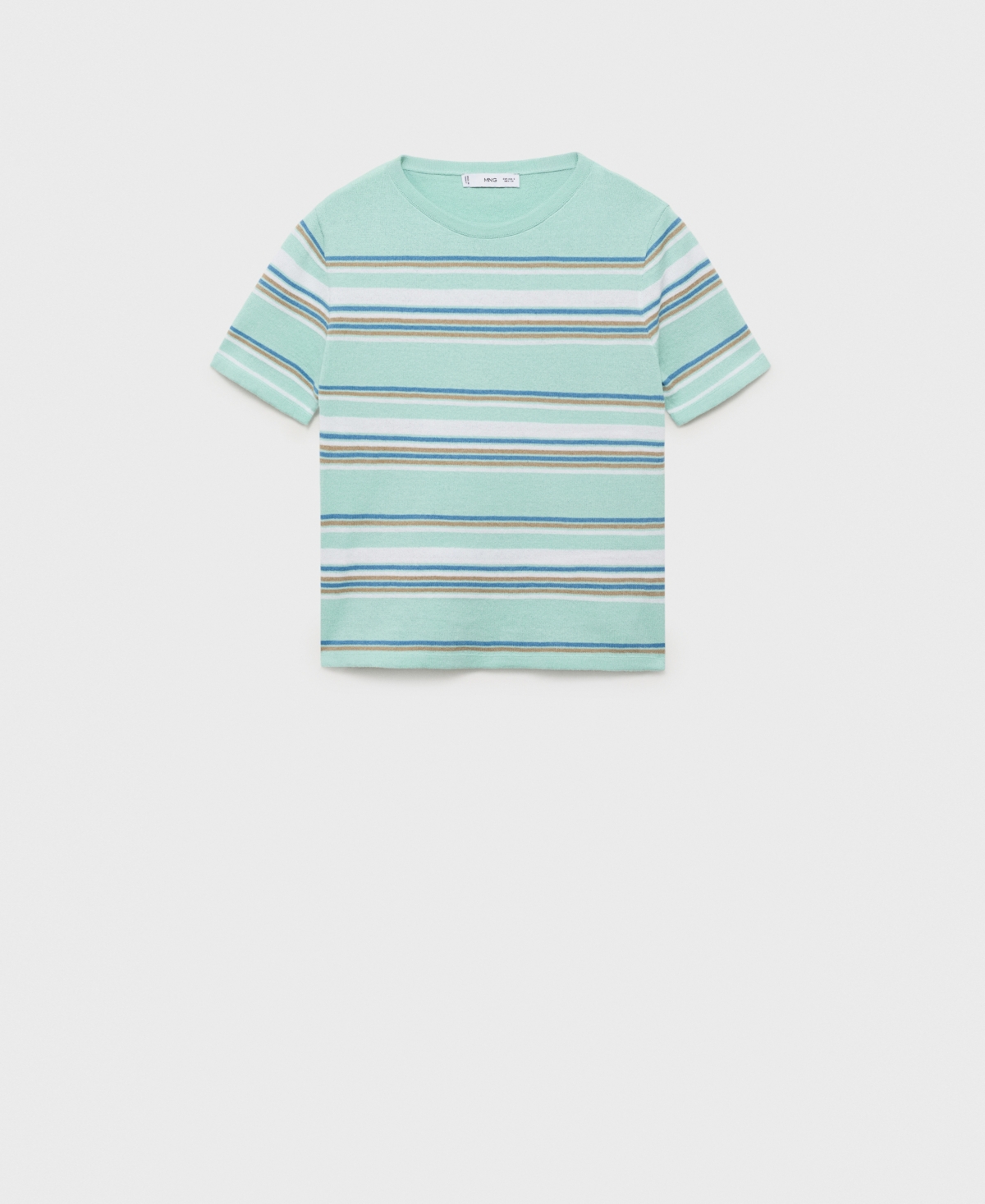 Women's Combined Stripes Short-Sleeved Sweater - Mint Green