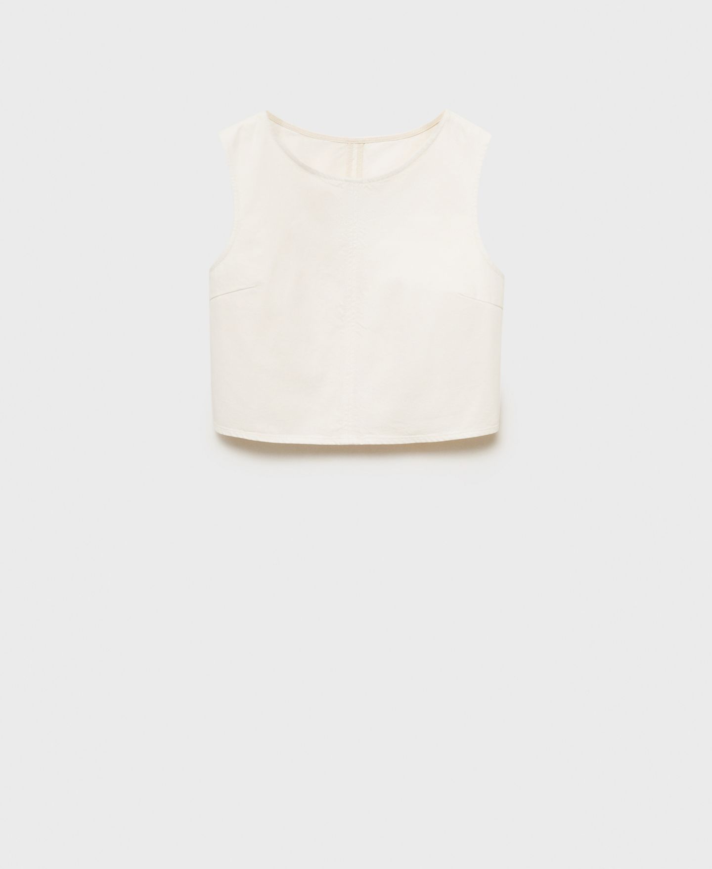 Женский топ Mango Buckle Closure Denim Crop, цвет: Молочный белый — фото 4