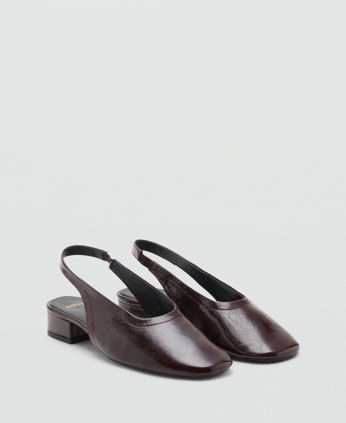 Mango Women's Block Heel Leather Shoes In Burgundy