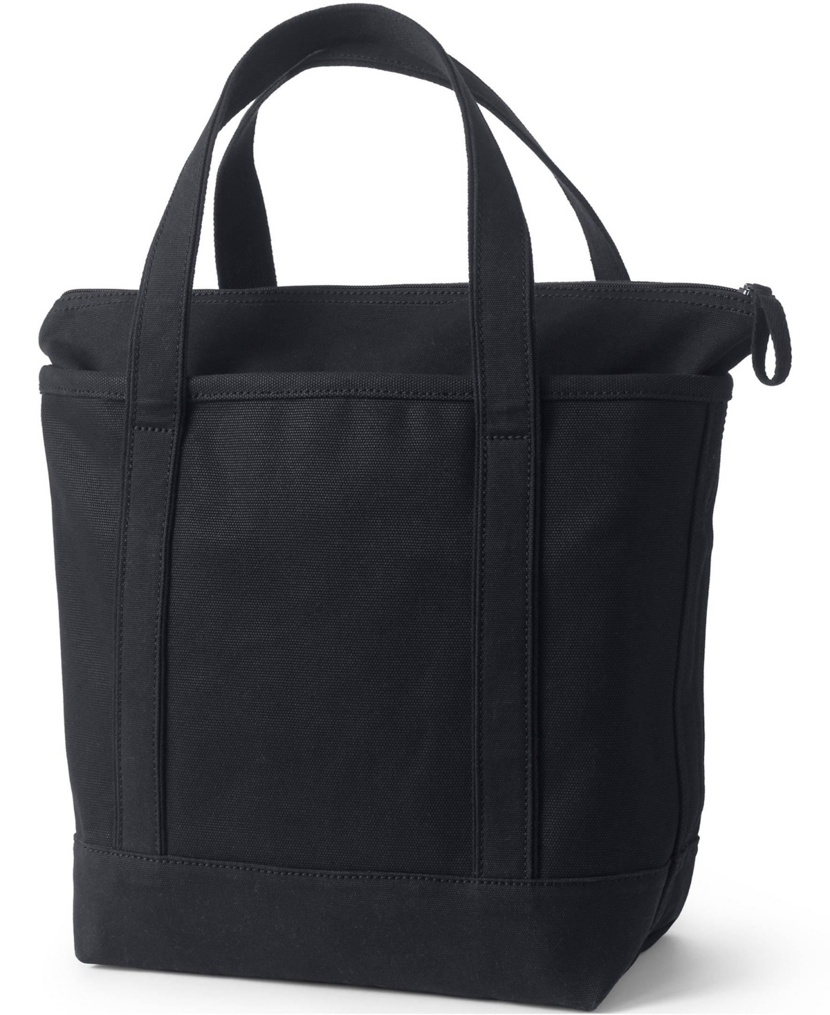 Medium Solid Color 5 Pocket Zip Top Canvas Tote Bag - Black/black