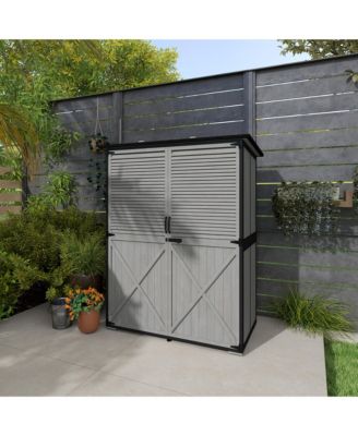 Outdoor Storage Cabinet, Wood Garden Shed with 2 Shelves,