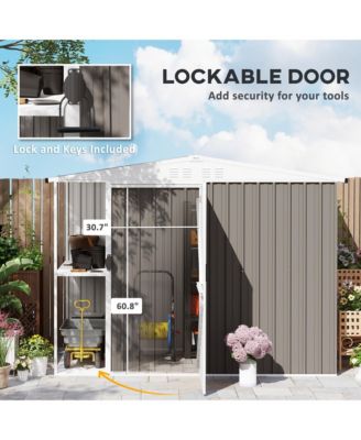 8 x 4ft Metal Shed, Outdoor Shed with Lock, Warm