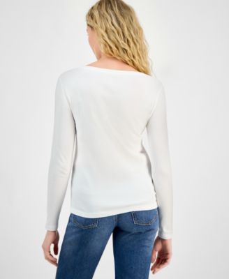 Jeans Women's Cotton Scoop-Neck Long-Sleeve T-shirt, Online Only 