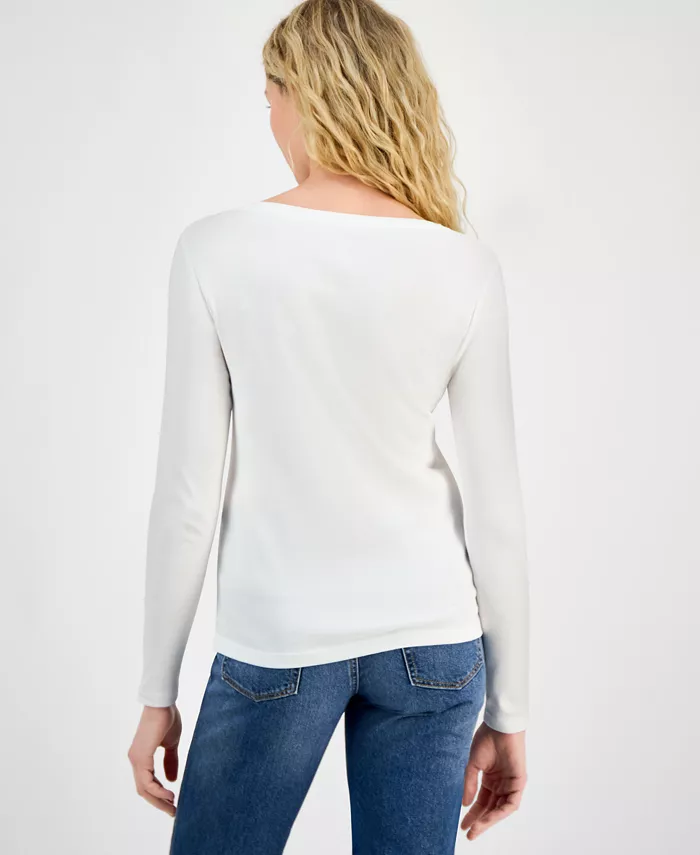 Jeans Women's Cotton Scoop-Neck Long-Sleeve T-shirt, Online Only - thumbnail 8