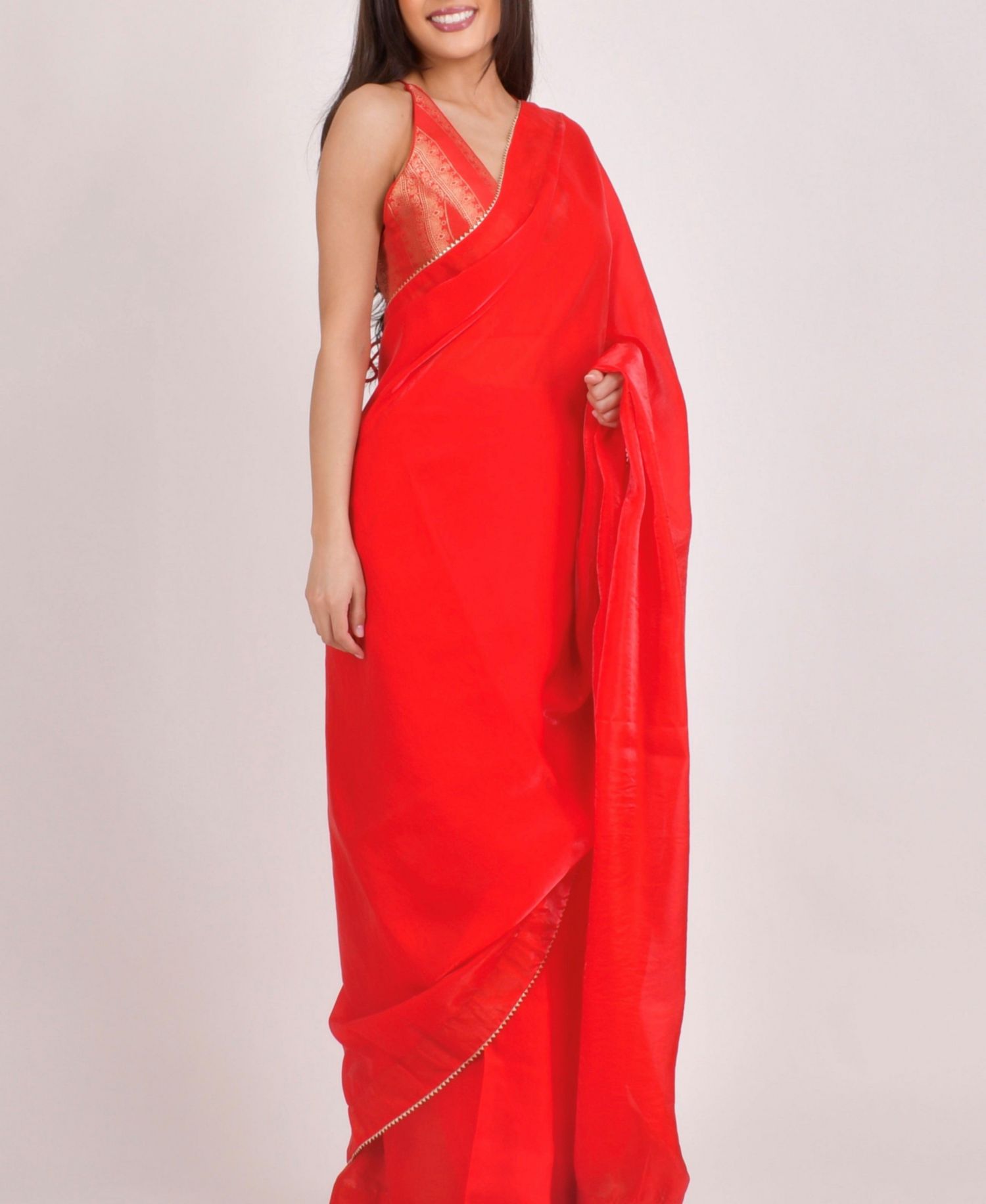 Women's Jacquard Pre-Stitched Saree