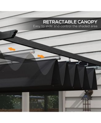 10'x13' Retractable Pergola with Wood Grain Aluminum Frame,