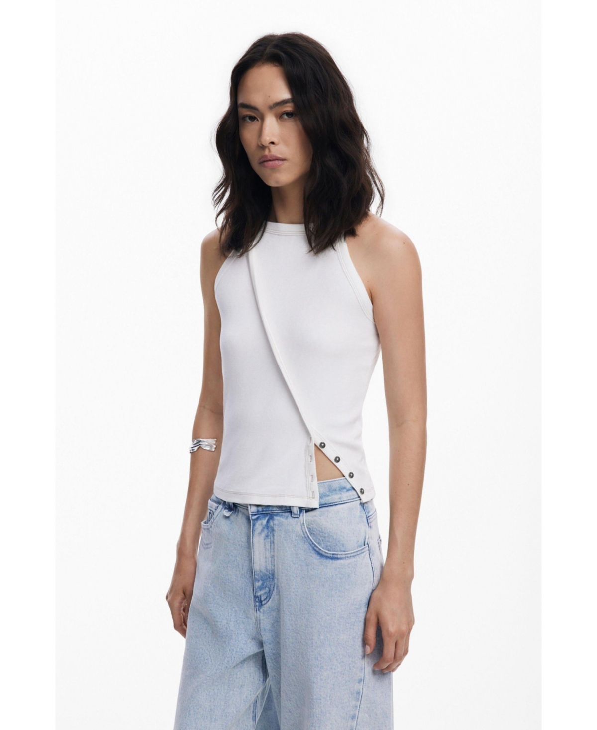 Women's Tank top with seams - White