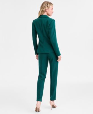 Kasper Womens Stretch Crepe Blazer Sleeveless Jersey Top Slim Leg Pants In Green
