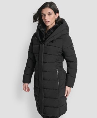 Women's Belted Asymmetrical Zip Front Puffer Coat