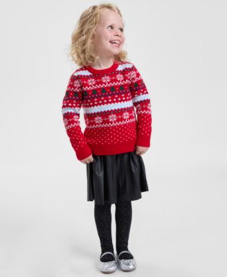Holiday Lane - Toddler Girls Fair Isle Sweater