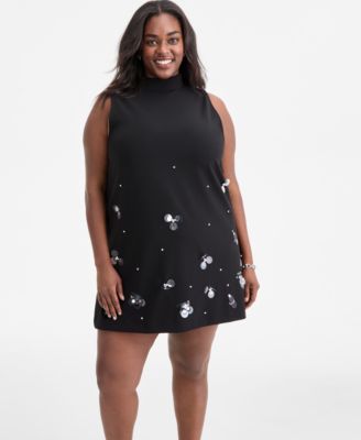 Trendy Plus Size Embellished Sleeveless Shift Dress, Macy's Exclusive