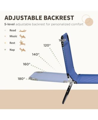 Folding Chaise Lounge Pool Chairs, Reclining Back, Steel Frame & Breathable Mesh for Beach, Yard, Patio