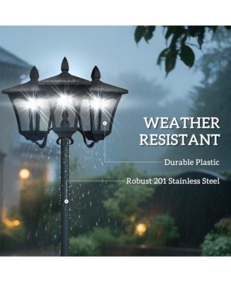 72" Outdoor Solar Light Post, Triple Head Lamp,