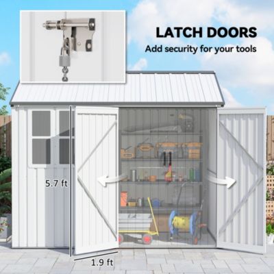 8&#39; x 6&#39; Metal Garden Storage Shed W/ Windows &amp; Vents,