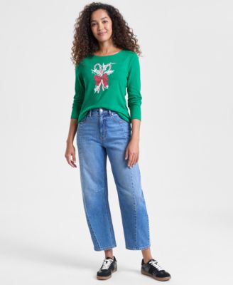 Petite Candy Cane Long-Sleeve Tee, Macy's Exclusive