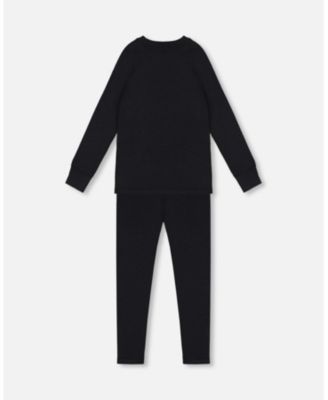 Kids Unisex Merino Wool Base Layer Set Black - Child