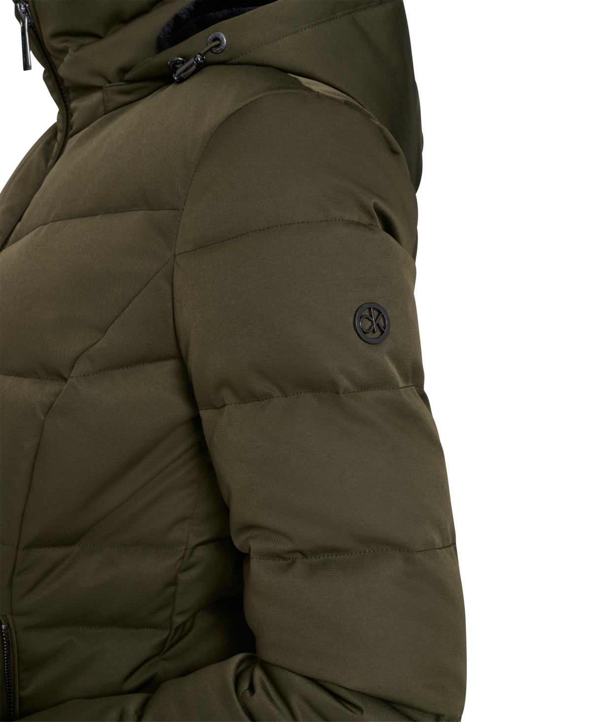Calvin Klein Women's Faux-fur-lined Hooded Puffer Coat In Brown