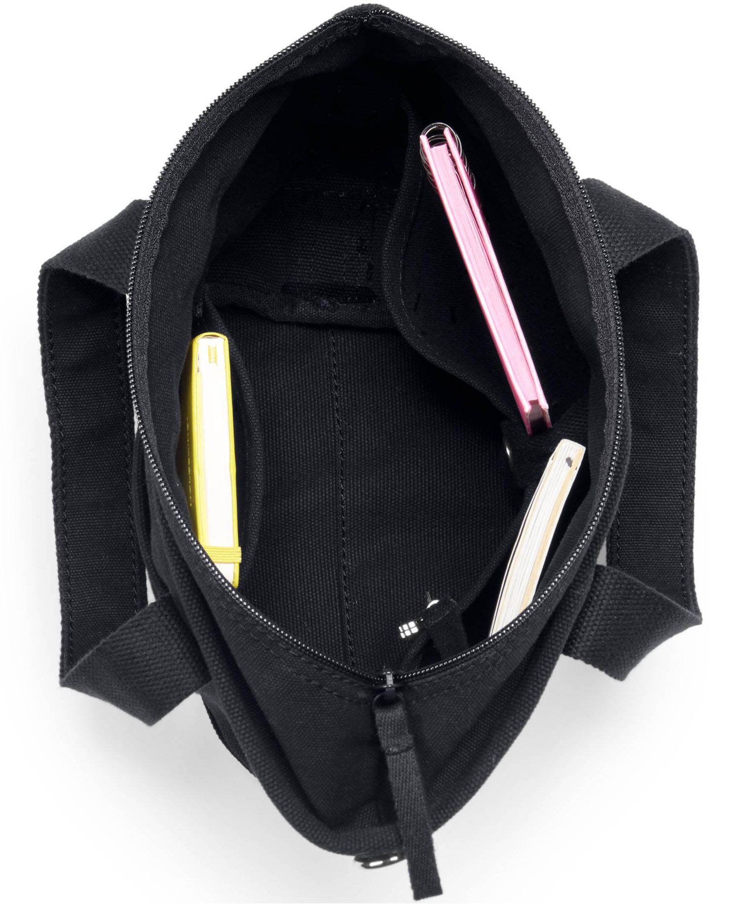 Small Solid Color 3 Pocket Zip Top Canvas Tote Bag
